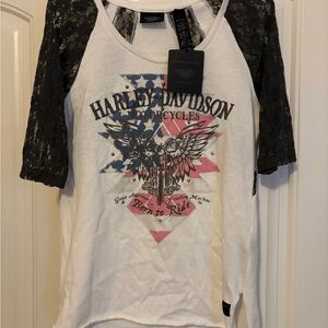Harley-Davidson White Tee with Black Patch